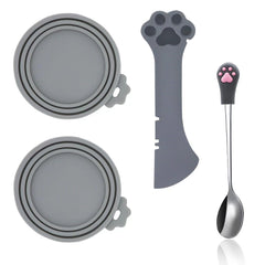 SJANE can lids 2-pack grey seal pet food to keep freshness.