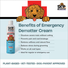 Skip the Groomer emergency dematter two-to-three-minute wait enables quick, gentle brushing.