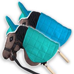 SKIPPI reversible blanket and fly cover Mint-Blue ensemble protects hobby horses stylishly