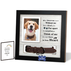 Skittypurr dog loss gift frame with collar holder for memorial display.