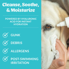SKOUT'S HONOR HydroClear Eye Wash applied to a dog for gentle daily eye care.