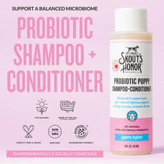 Skout's Honor probiotic dog shampoo foaming-lather for easy baths.