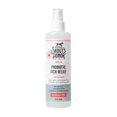 SKOUT'S HONOR probiotic itch relief spray bottle—easy application for soothing pet skin.