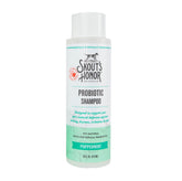 Skout's Honor Puppermint Shampoo bottle label highlighting gentle cleansing for healthy coats.