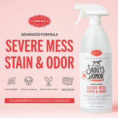 SKOUT'S HONOR Severe Mess label closeup highlights plant-based, eco-friendly cleaning formula.