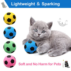 Skylety cat soccer ball foam blue ideal for swat-and-pounce on wood floors.