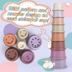 Skywhale stacking cups nesting towers — compact storage and interactive play