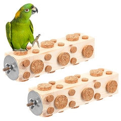 Skyygemm 2-piece wooden bird chew toy set with foraging corks promotes active play