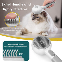 SLAVOL cat steam brush release button for quick hair release during grooming
