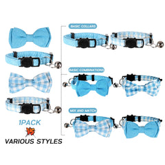 Sliverdew Bow Cat Collar blue plaid design for everyday style