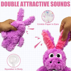 SLIWOWO donkey squeaky toy purple interior reveals hidden crinkle and squeaker for interactive fun.