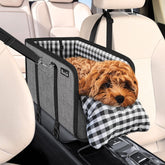 SlowTon Console Dog Seat front view demonstrates secure center placement for small dogs during car rides
