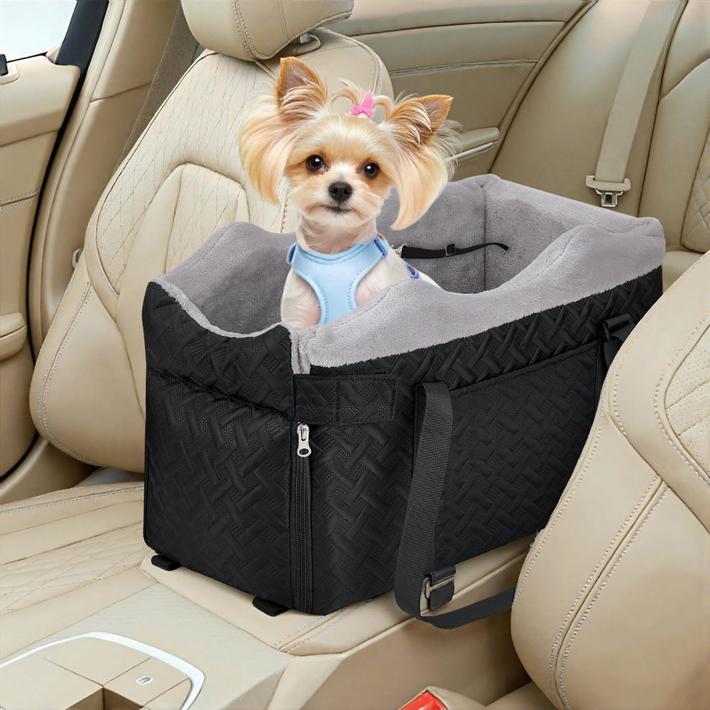SlowTon Console Dog Seat front view with anti-slip base for secure car travel.