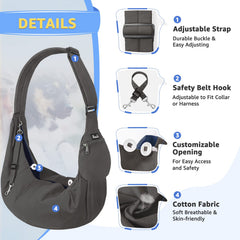 SlowTon carrier sling front pocket shows quick-access essentials like treats or keys