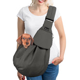 SlowTon dog carrier sling strap highlights padded comfort for shoulder relief on long walks.