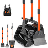 SlowTon dog-pooper-scooper long-handle enabling quick stand-up cleanup