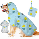 SlowTon dog raincoat back view shows full coverage for dry walks