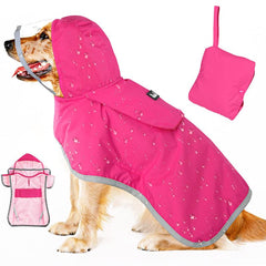 SlowTon dog raincoat waterproof-fabric keeps your dog dry in heavy rain.