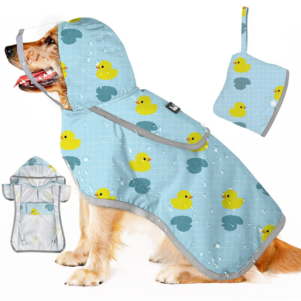 SlowTon dog raincoat waterproof-nylon-material keeps your dog dry in heavy rain.