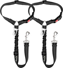 SlowTon dog seat belt headrest attachment secures car rides.