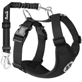 SlowTon dog seatbelt harness with breathable mesh for comfortable car rides