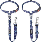 SlowTon dog seat belt with headrest clip shows secure road-trip restraint.