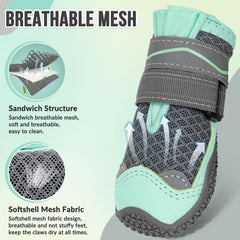 SlowTon dog shoes waterproof toe detail demonstrates paw protection on wet surfaces