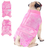 SlowTon dog surgery recovery suit pink back zipper for easy wear