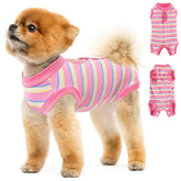 SlowTon dog surgery recovery suit pink side view protecting wounds and aiding healing