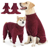 SlowTon dog winter coat red pullover provides warm fleece comfort for cold walks.