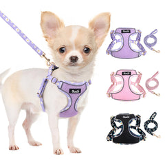 SlowTon Small Dog Harness front view shows no-pull design for comfortable daily walks.