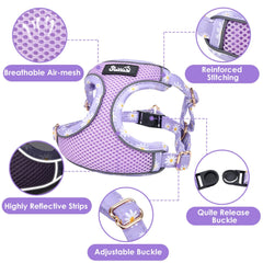 SlowTon harness with reflective strip emphasizes night safety during evening strolls.