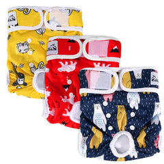 SlowTon 3 pack female dog diapers in colorful patterns for daily use and comfort