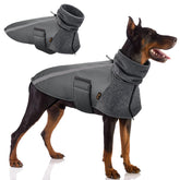 SlowTon Winter Dog Coat front view shows secure fit and warmth for outdoor adventures.
