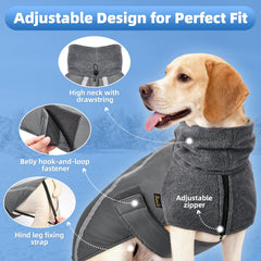 SlowTon Winter Dog Coat with turtleneck scarf adds extra coverage on chilly walks.