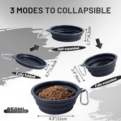 SLSON 2-pack collapsible bowls with carabiners for secure attachment on hikes.