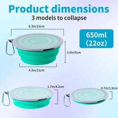 SLSON collapsible dog bowl with cover lids to stay clean between uses.
