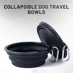 SLSON collapsible dog bowl folded compactly for easy storage during travel.