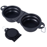 SLSON collapsible dog dual bowls with reinforced rim for durable outdoor feeding.