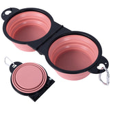 SLSON collapsible dog dual bowls with reinforced rims for durable outdoor feeding.