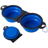 SLSON collapsible dog dual bowls with reinforced rims, built for durable outdoor dining.