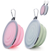 SLSON collapsible pet feeder two-pack pink-green, foldable for travel