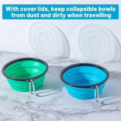 SLSON dog bowl with buckle clip attachment for backpacks or leashes.