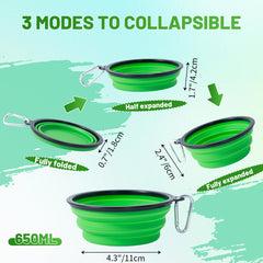 SLSON blue collapsible dog bowl folded for easy packing