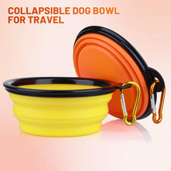 SLSON collapsible dog bowl folded compact for space-saving travel.
