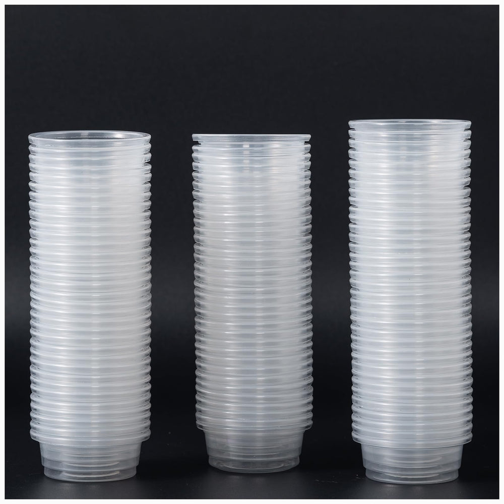 SLSON Gecko Cups 0.5 oz transparent 100-pack for precise reptile feeding.