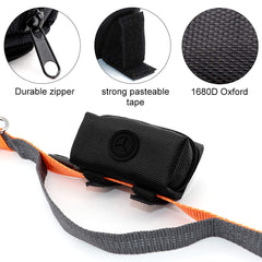 SLSON green dog poop bag dispenser keeps bags accessible on runs.