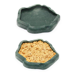 SLSON green jungle-design dish adds natural habitat feel while feeding lizards