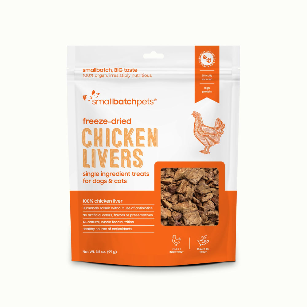 smallbatch Freeze Dried Dog Treats bag of chicken liver offers high-protein training rewards