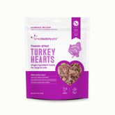 smallbatch Pets turkey heart treats packaging showing USA-made single-ingredient goodness.